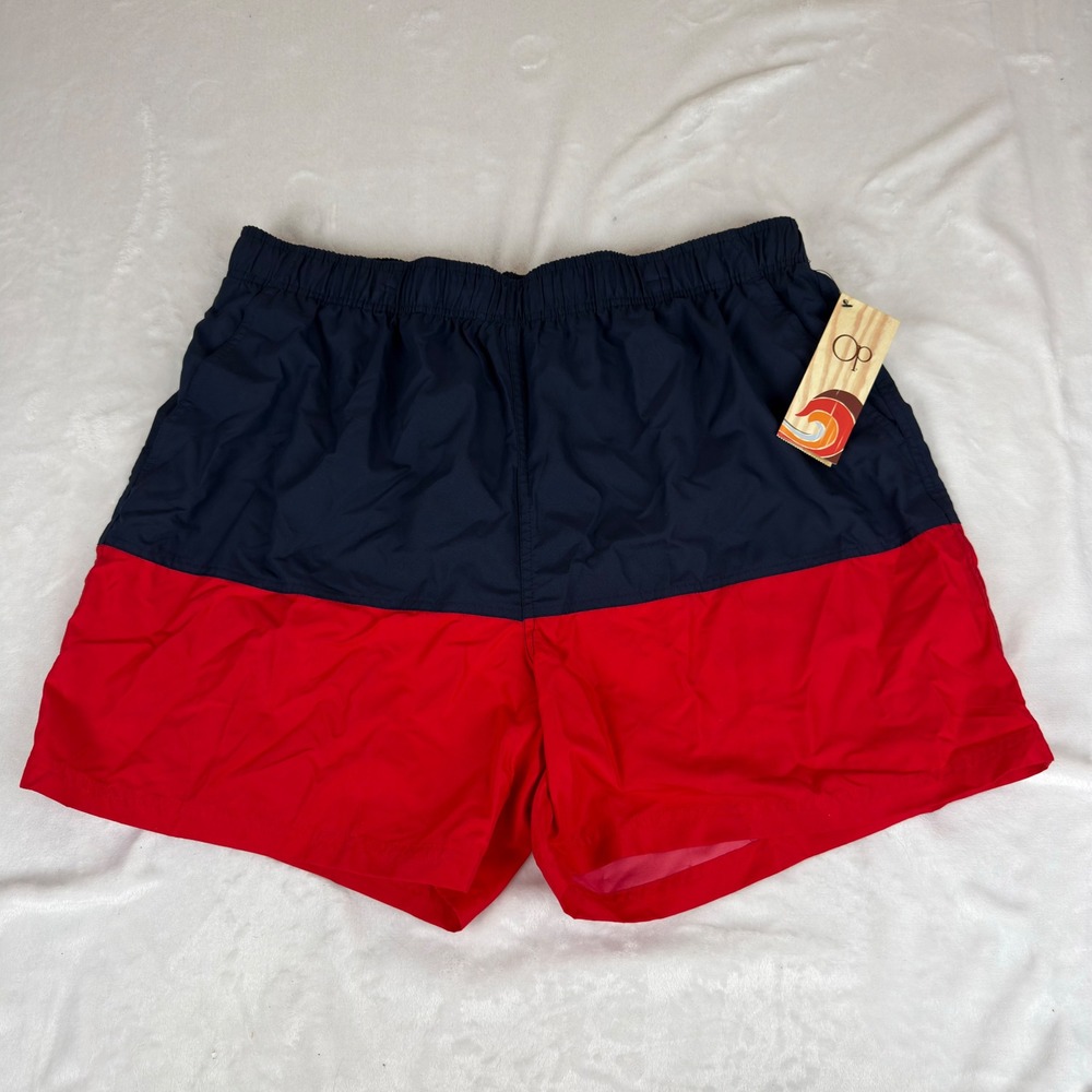 Ocean Pacific‎ OP Mens C Block Basic Swim Short Navy Blue Red XL 40-42 New NWT